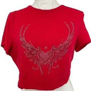 🌟 Stunning Red Rhinestone Crop Top - XL - Shein 🌟